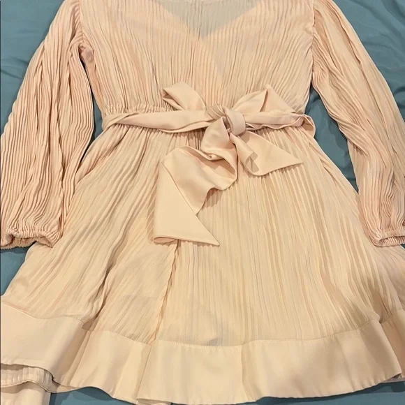 Milly Blush Pleated V-Neck Dress - Picture 5 of 5